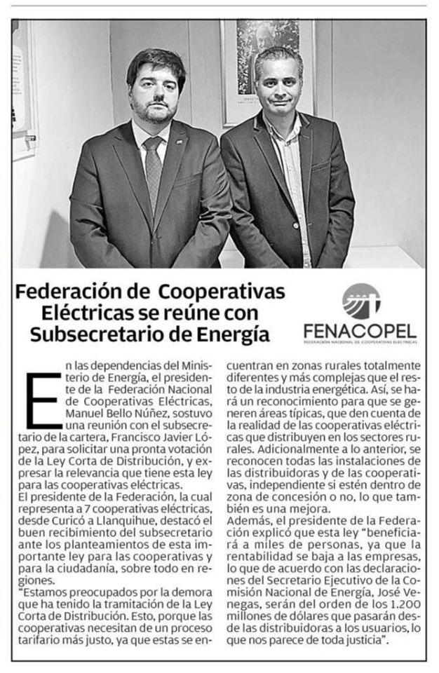 FENACOPEL se reúne con subsecretario de Energía