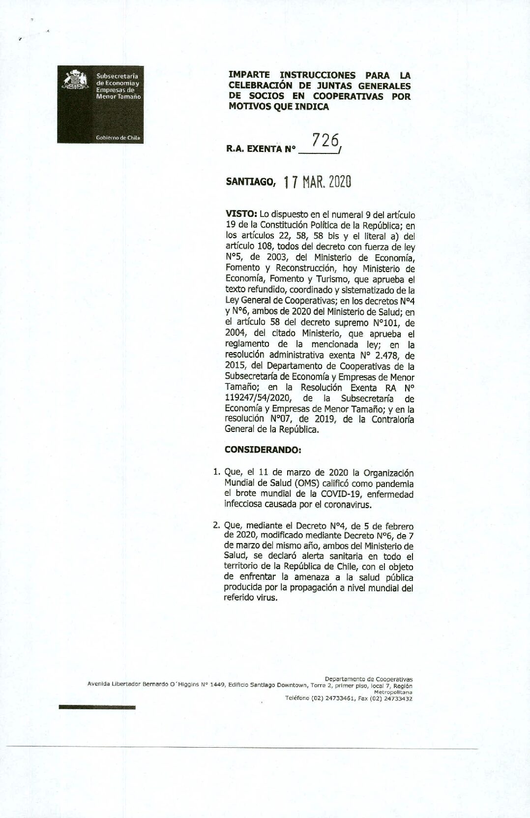División de Asociatividad flexibiliza mecanismos para celebración de juntas generales de socios de cooperativas