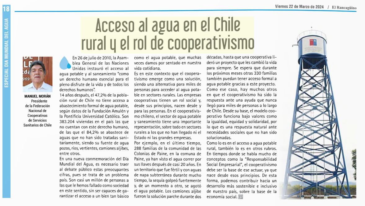 Acceso al agua en el Chile rural y el rol de cooperativismo