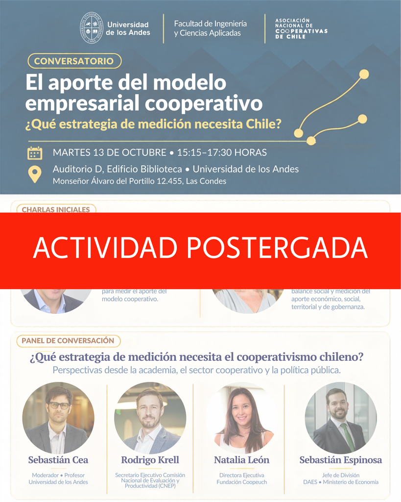 Asociación Nacional de Cooperativas de Chile posterga conversatorio sobre aporte cooperativo